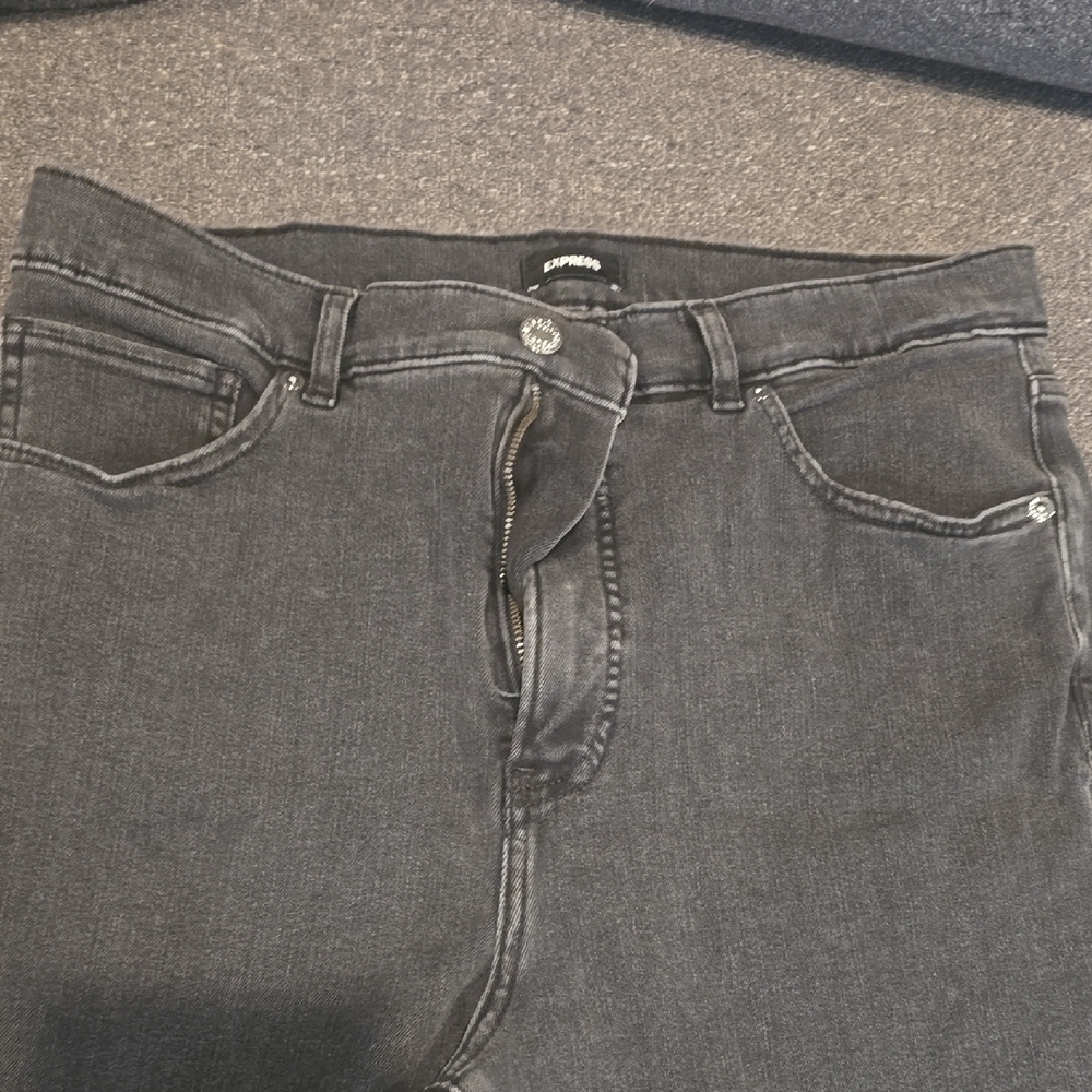 Charcoal Gray Women's Jeans by Express 12 High rise Hyper Stretch